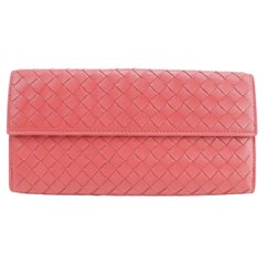 Bottega Veneta Red Intrecciato Flap Interwoven Leather 29bk0116 Wallet
