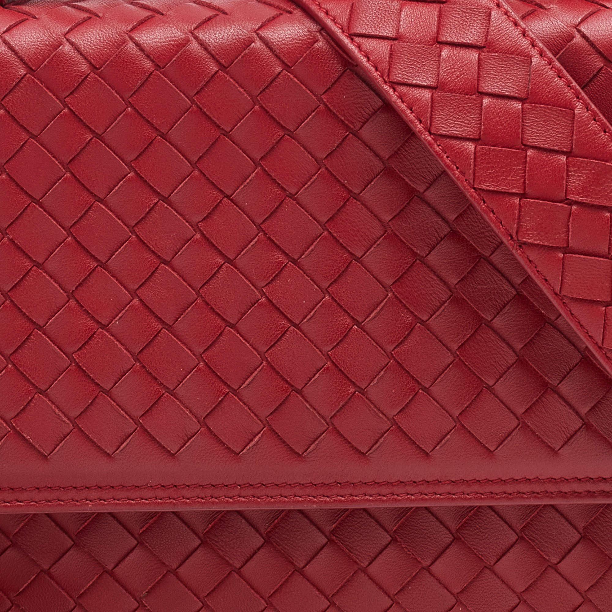 Bottega Veneta Red Intrecciato Leather Alumna Top Handle Bag 3