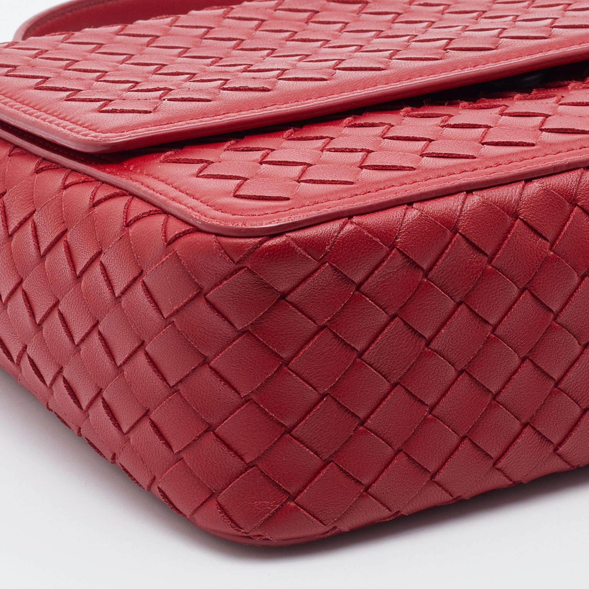 Bottega Veneta Red Intrecciato Leather Alumna Top Handle Bag 4