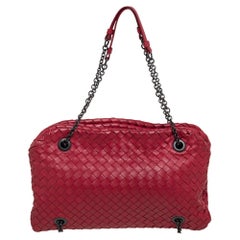 Bottega Veneta Red Intrecciato Leather Duo Shoulder Bag