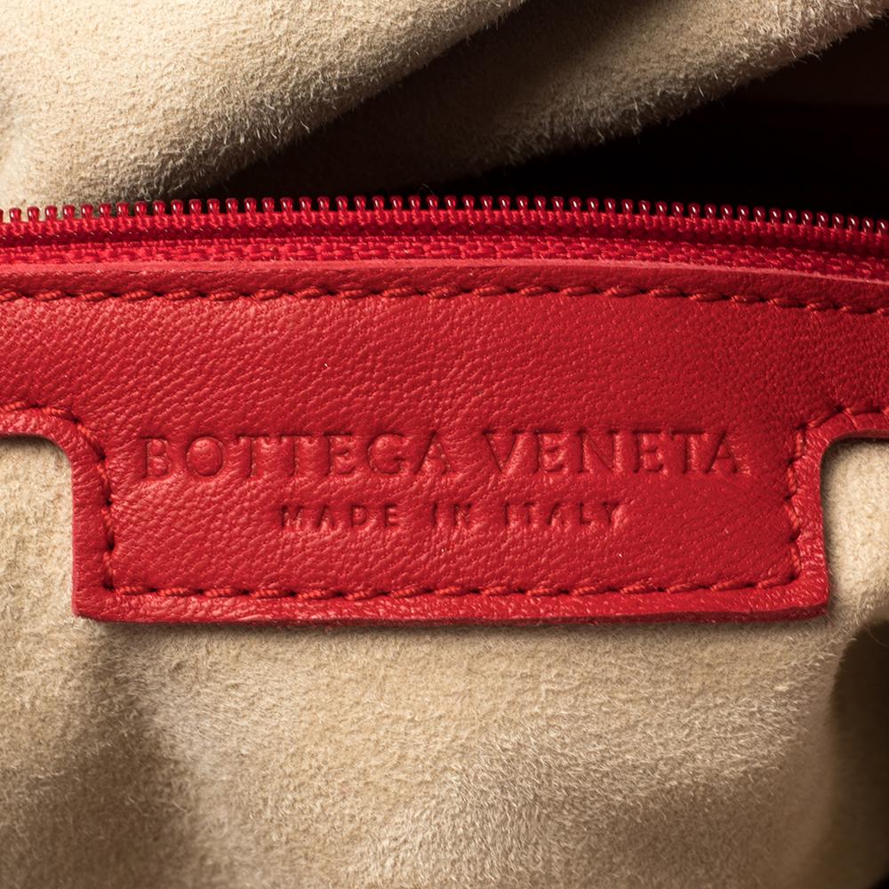 Women's Bottega Veneta Red Intrecciato Leather Large Knot Hobo