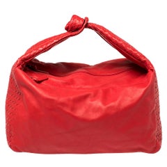 Bottega Veneta Rot Intrecciato Leder Großer Knoten Hobo