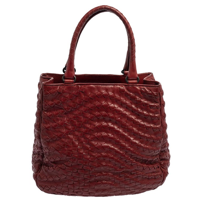 Bottega Red Intrecciato Leather Large Maggiore Tote at 1stDibs