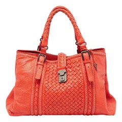 Bottega Veneta Red Intrecciato Leather Large Roma Stitch Tote