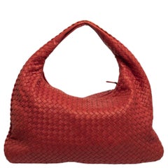 Bottega Veneta Red Intrecciato Leather Large Veneta Hobo