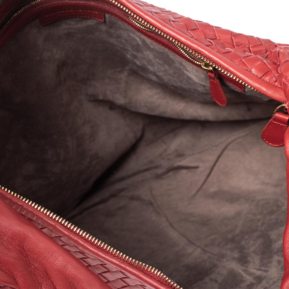 Bottega Veneta Red Intrecciato Leather Maxi Veneta Hobo 3