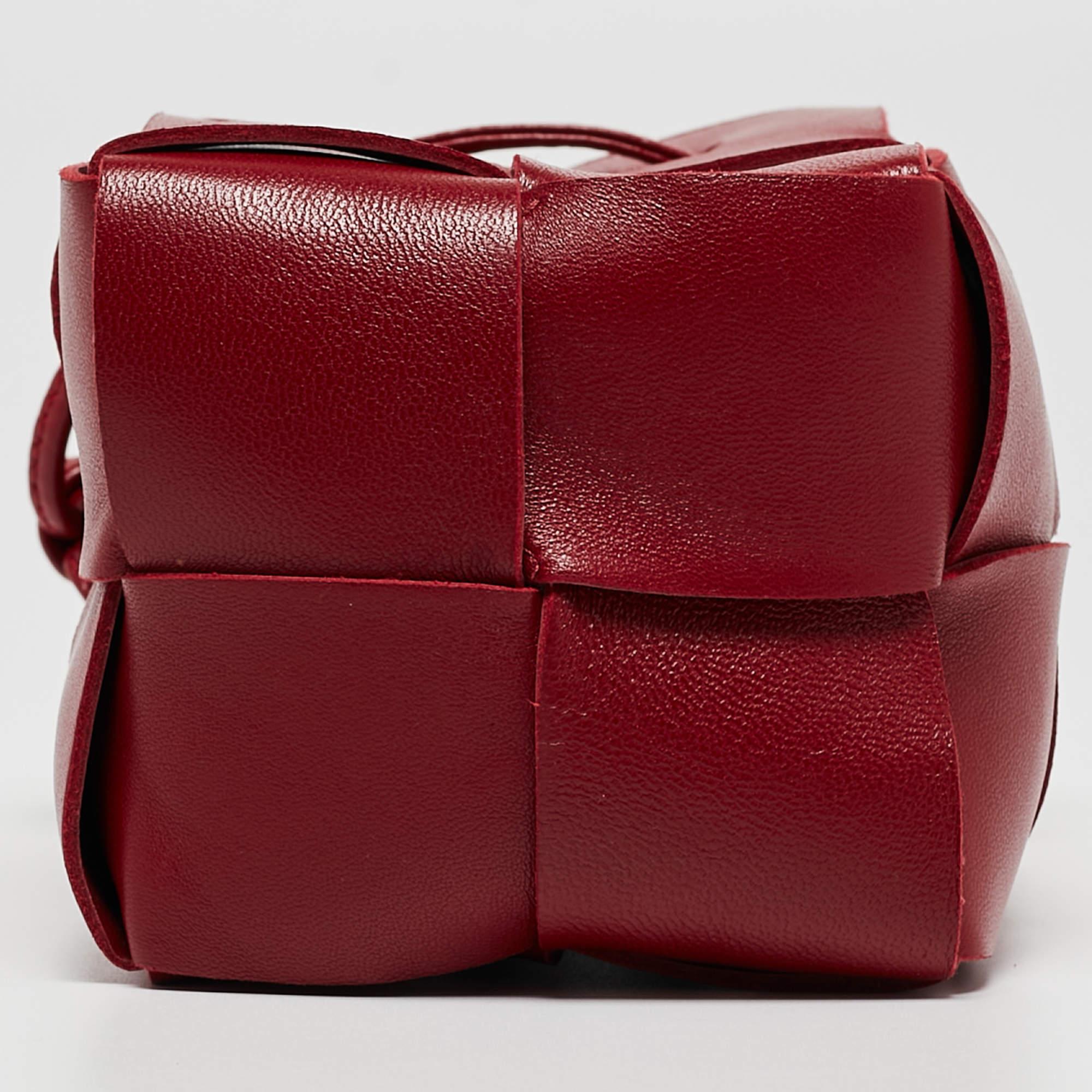 Bottega Veneta Red Intrecciato Leather Mini Cassette Bucket Bag 1