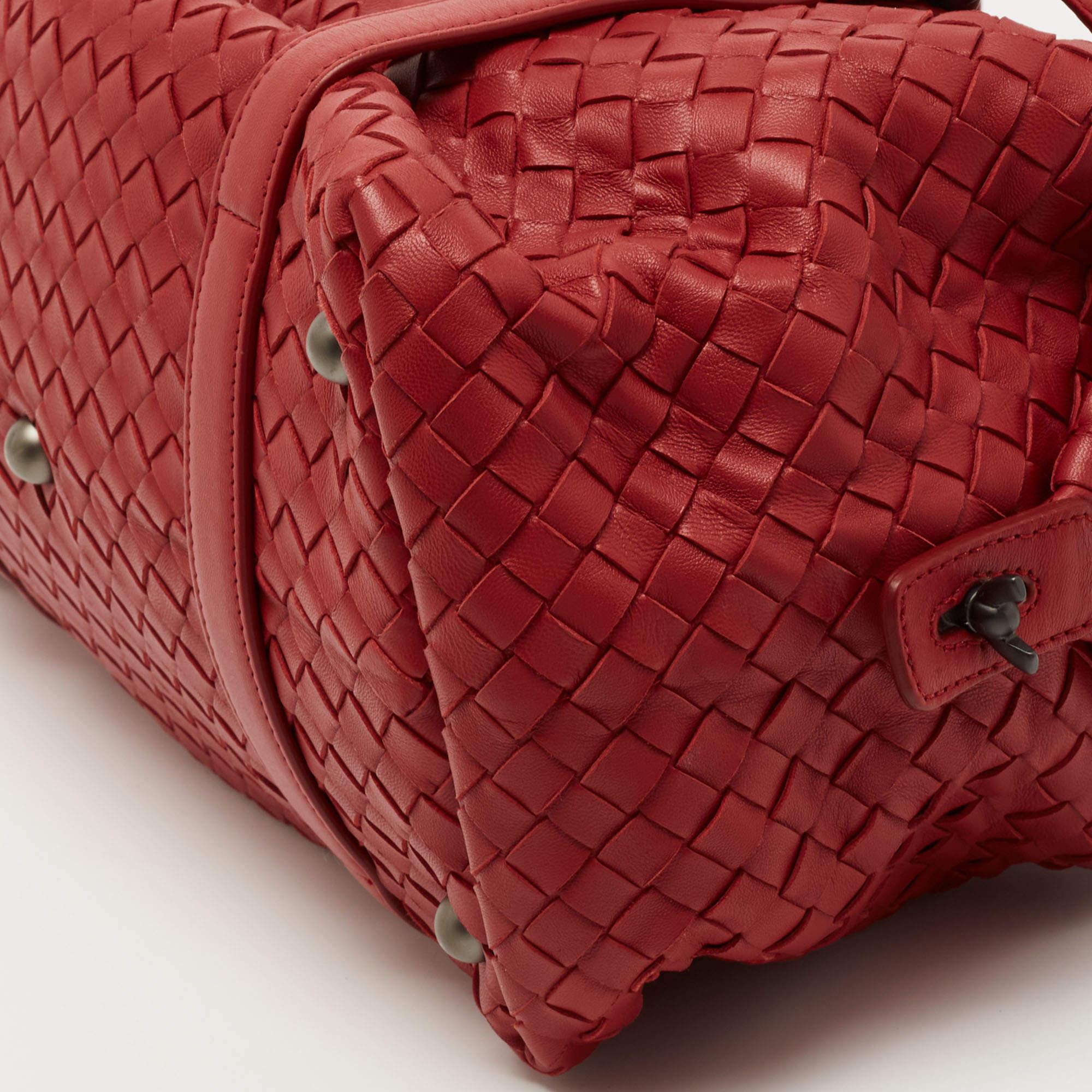 Bottega Veneta Red Intrecciato Leather Montaigne Satchel 6