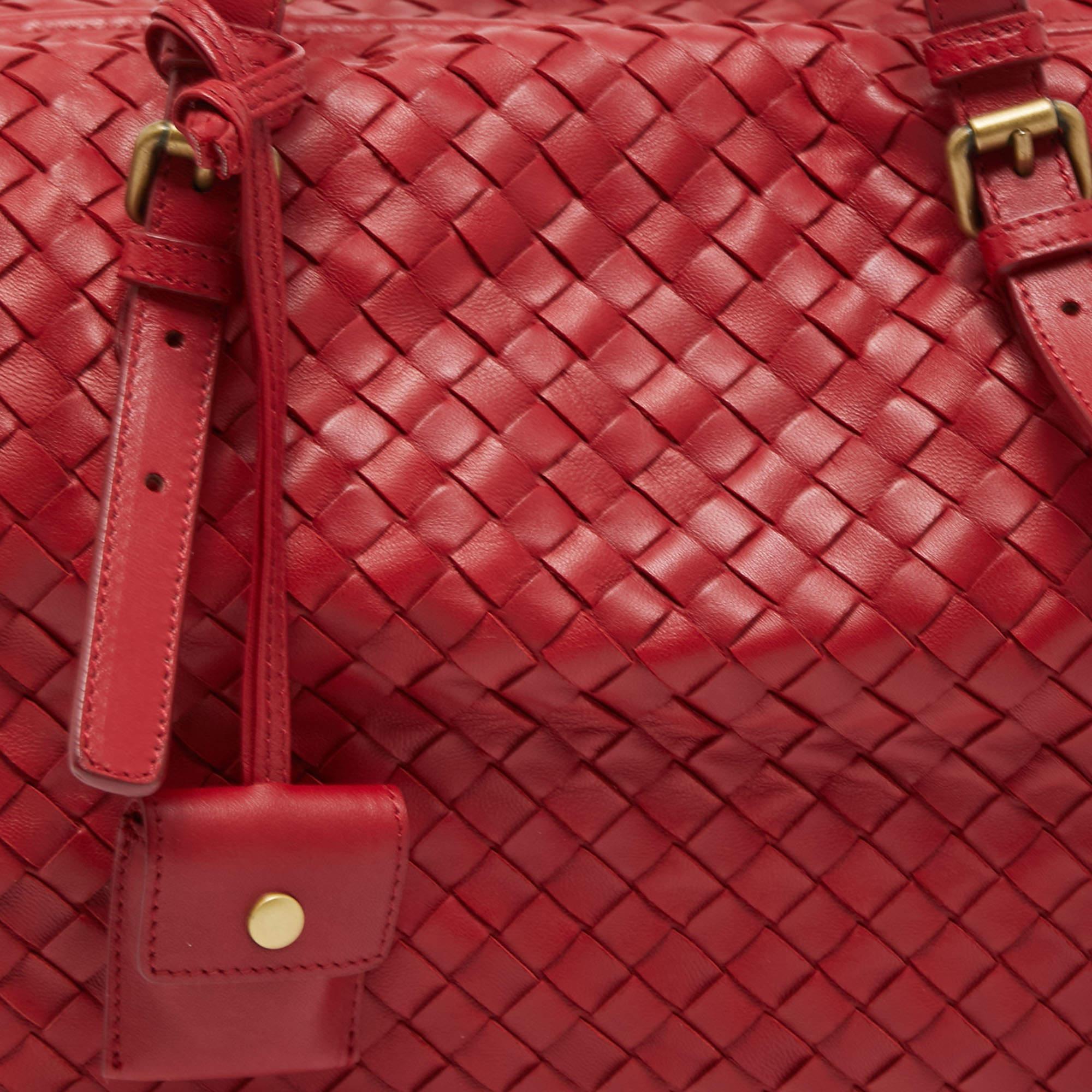 Bottega Veneta Red Intrecciato Leather Montaigne Satchel 9