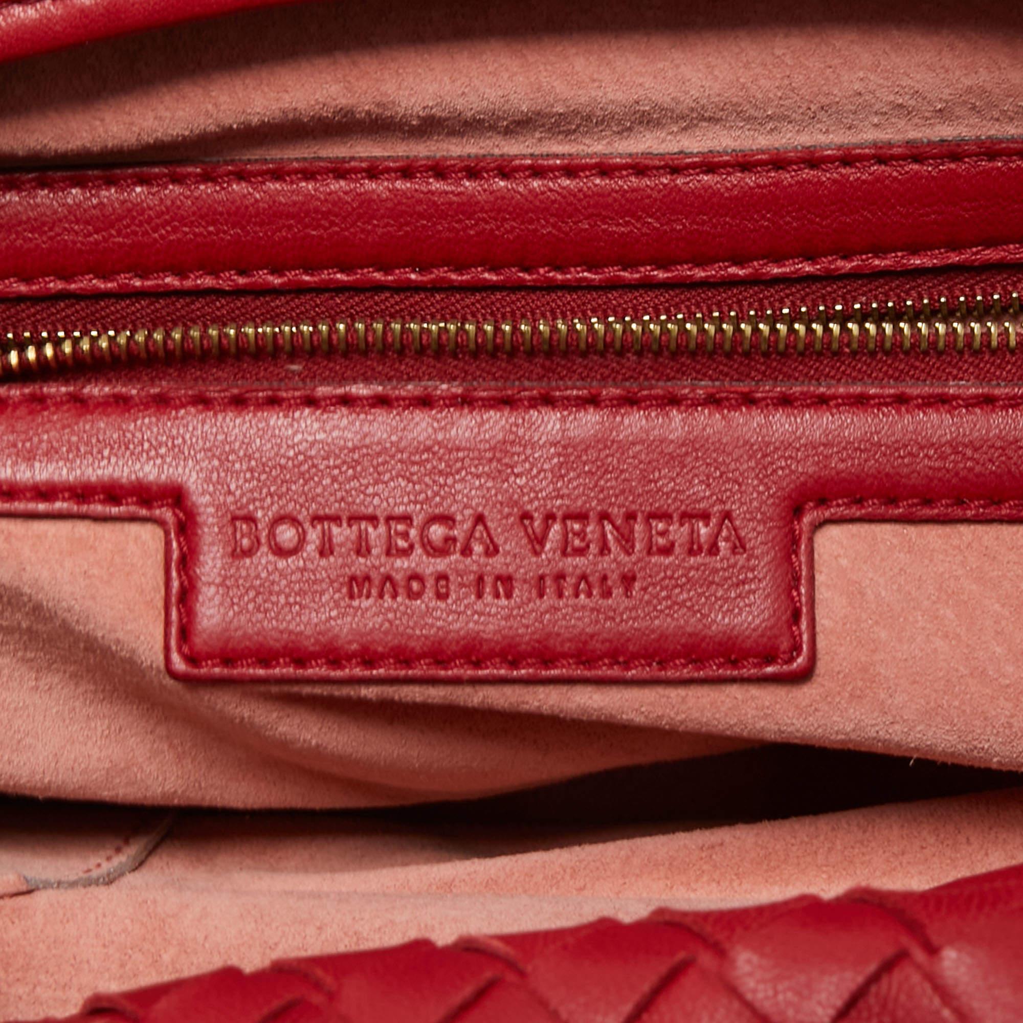 Bottega Veneta Red Intrecciato Leather Montaigne Satchel 10
