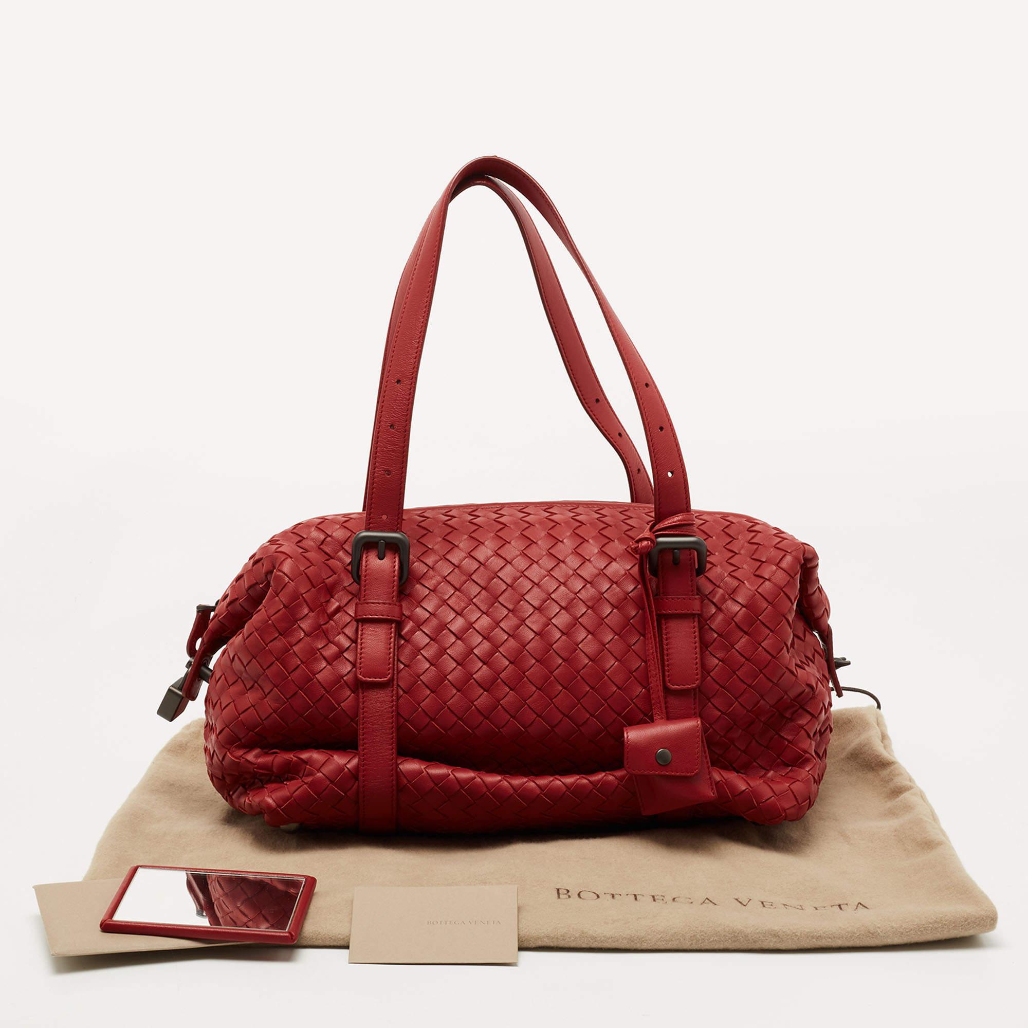 Bottega Veneta Red Intrecciato Leather Montaigne Satchel 13