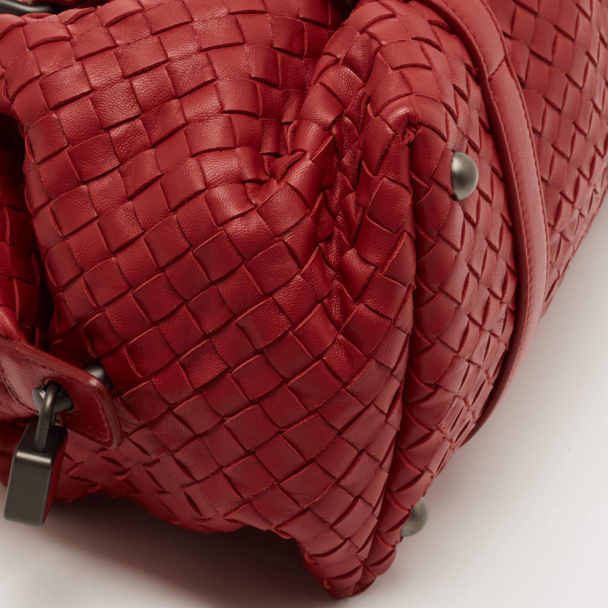 Bottega Veneta Red Intrecciato Leather Montaigne Satchel 3