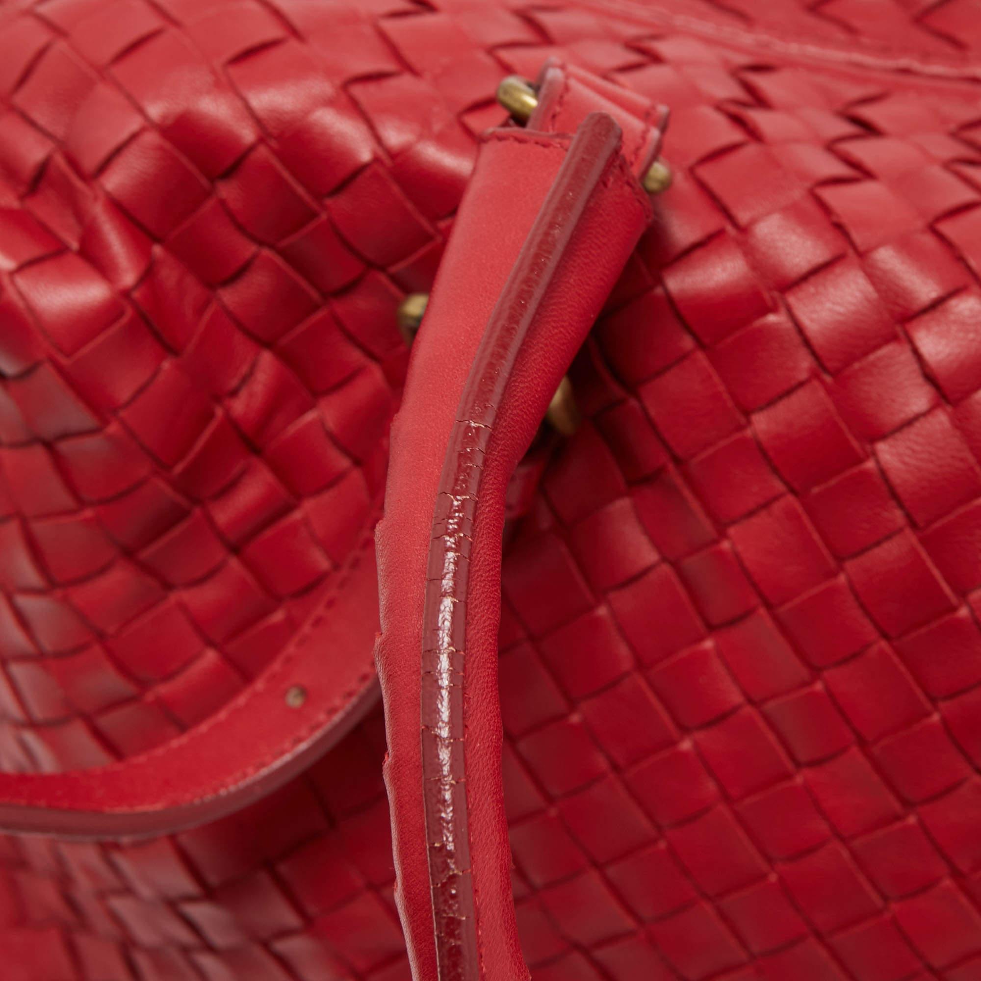Bottega Veneta Red Intrecciato Leather Montaigne Satchel 4