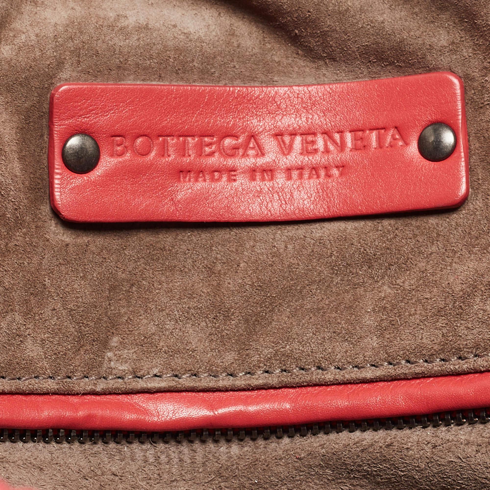 Bottega Veneta Red Intrecciato Leather New Boston Bag For Sale 5
