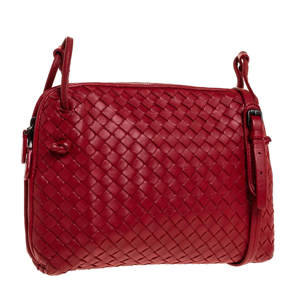 Bottega Veneta Rote Intrecciato Leder Nodini Crossbody Tasche Damen