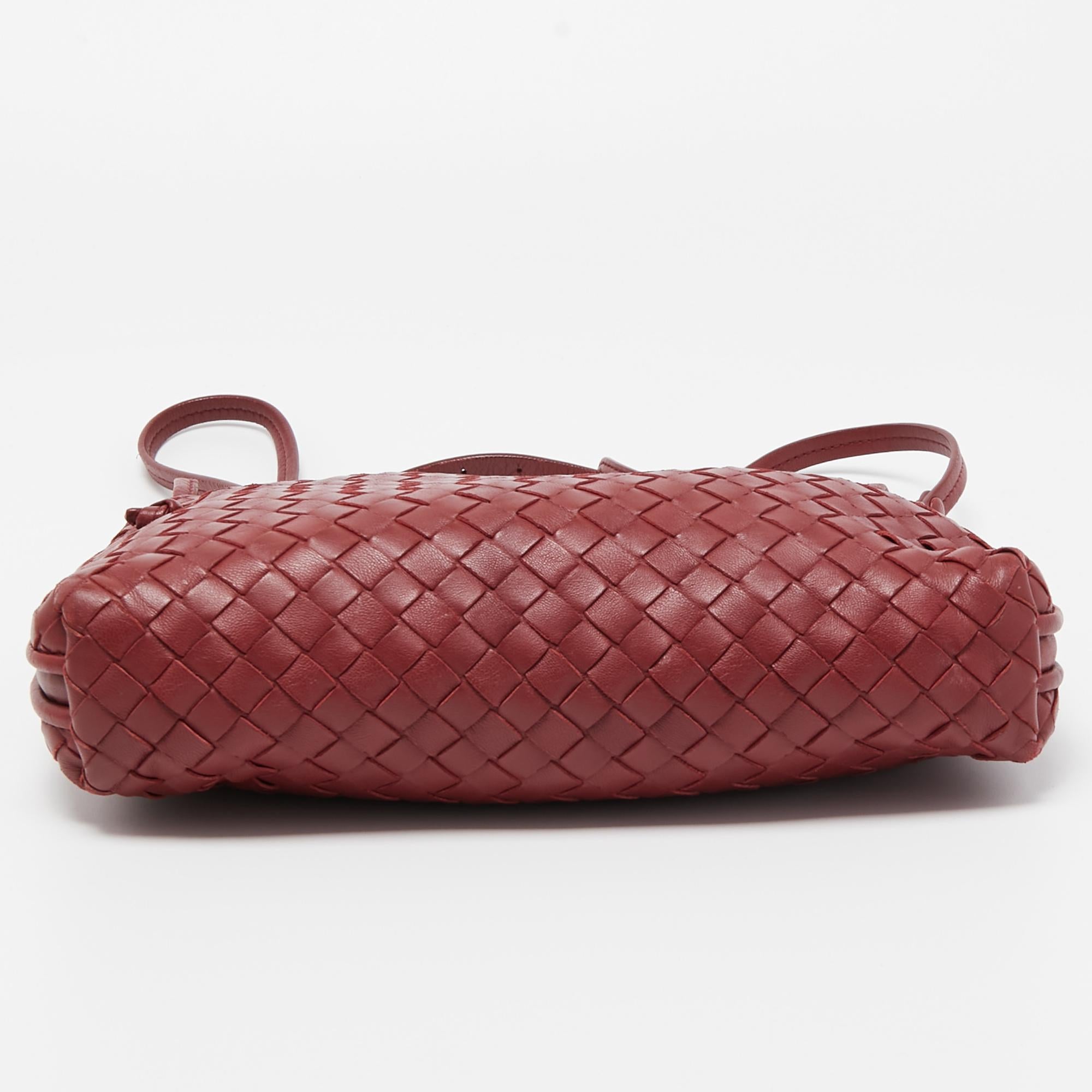 Bottega Veneta Red Intrecciato Leather Nodini Crossbody Bag 1