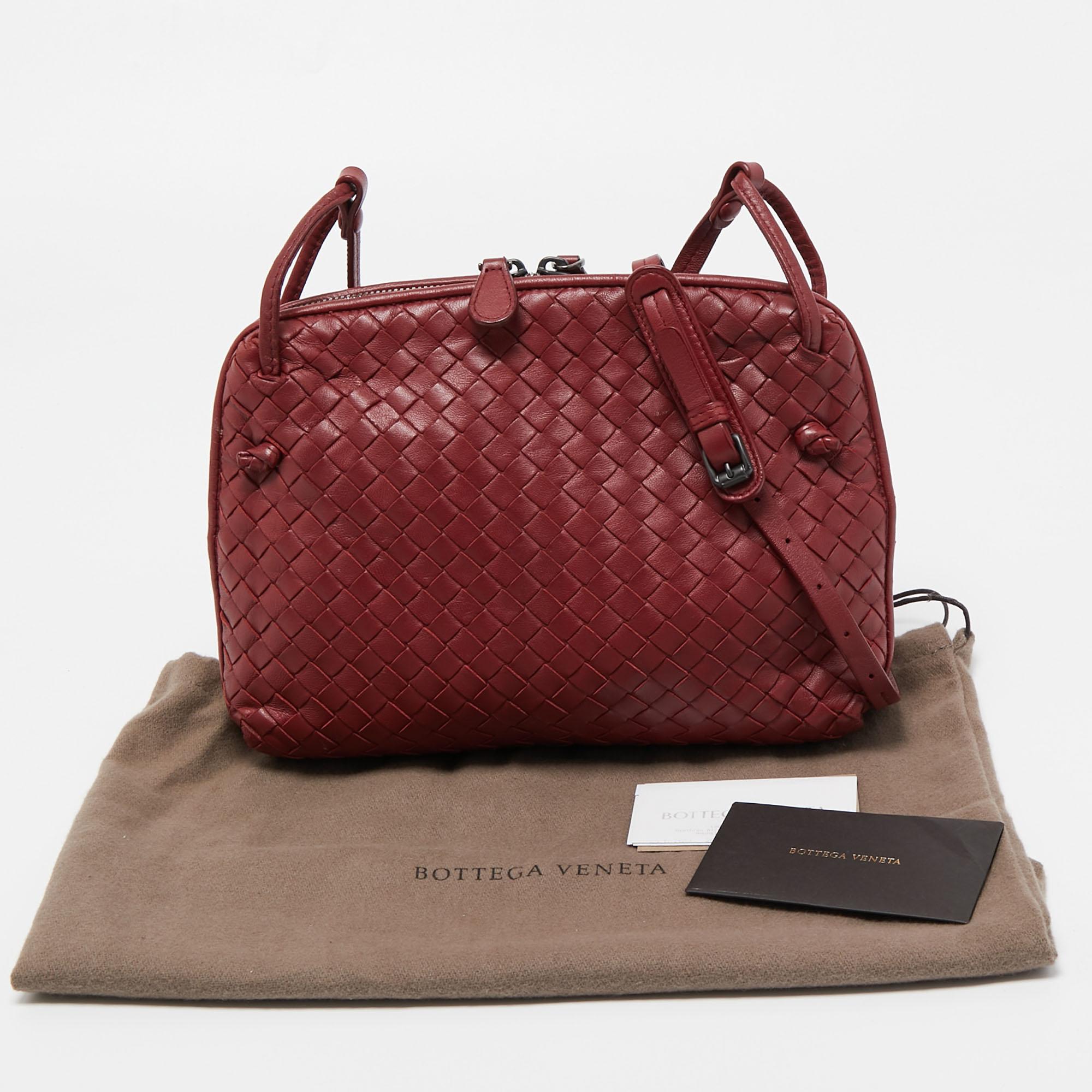 Bottega Veneta Red Intrecciato Leather Nodini Crossbody Bag 2