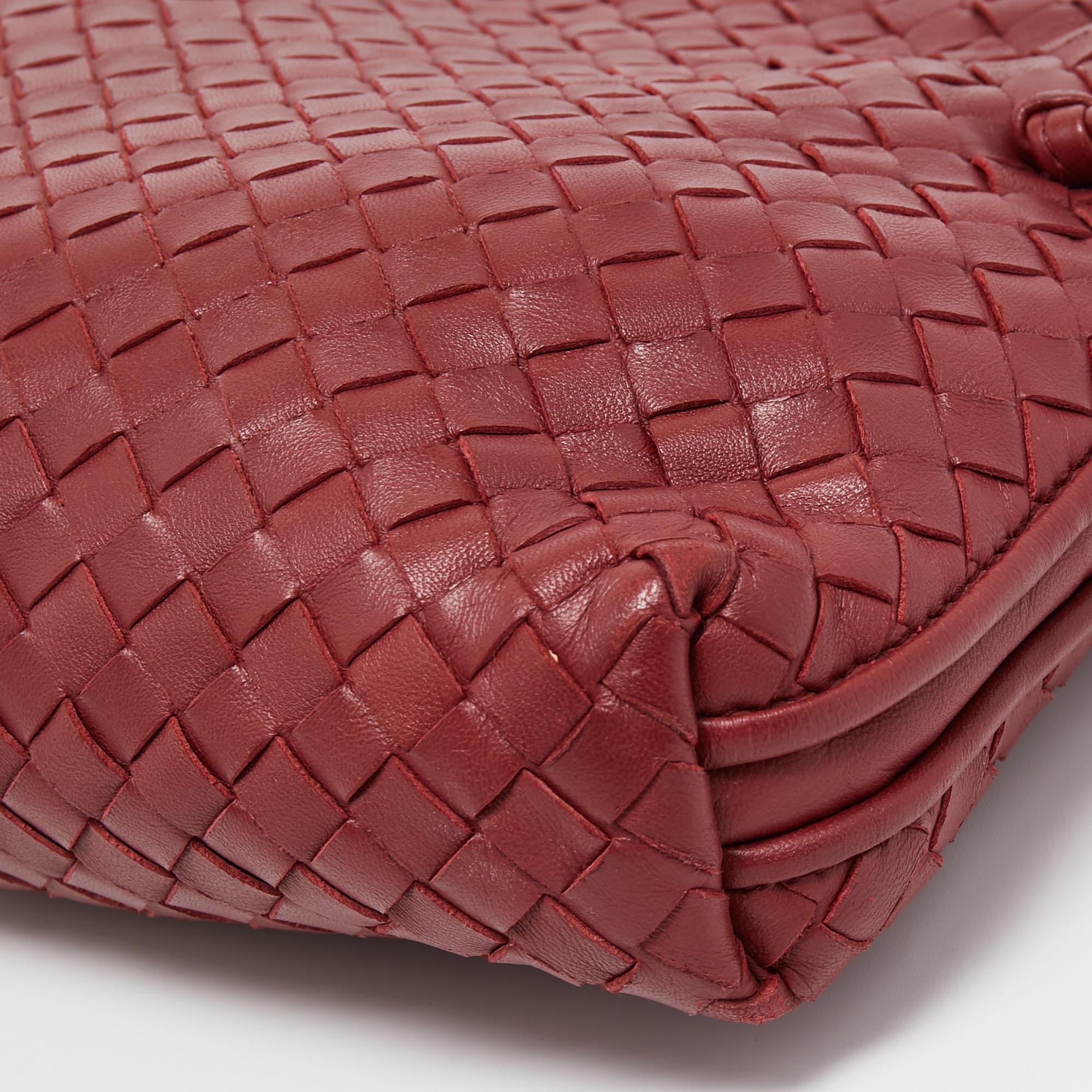 Bottega Veneta Red Intrecciato Leather Nodini Crossbody Bag 4