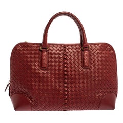 Bottega Veneta Red Intrecciato Leather Satchel