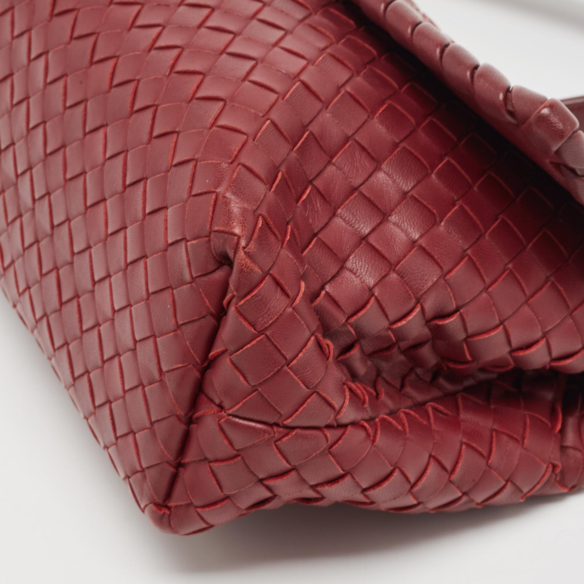 Women's Bottega Veneta Red Intrecciato Leather Small Olimpia Shoulder Bag