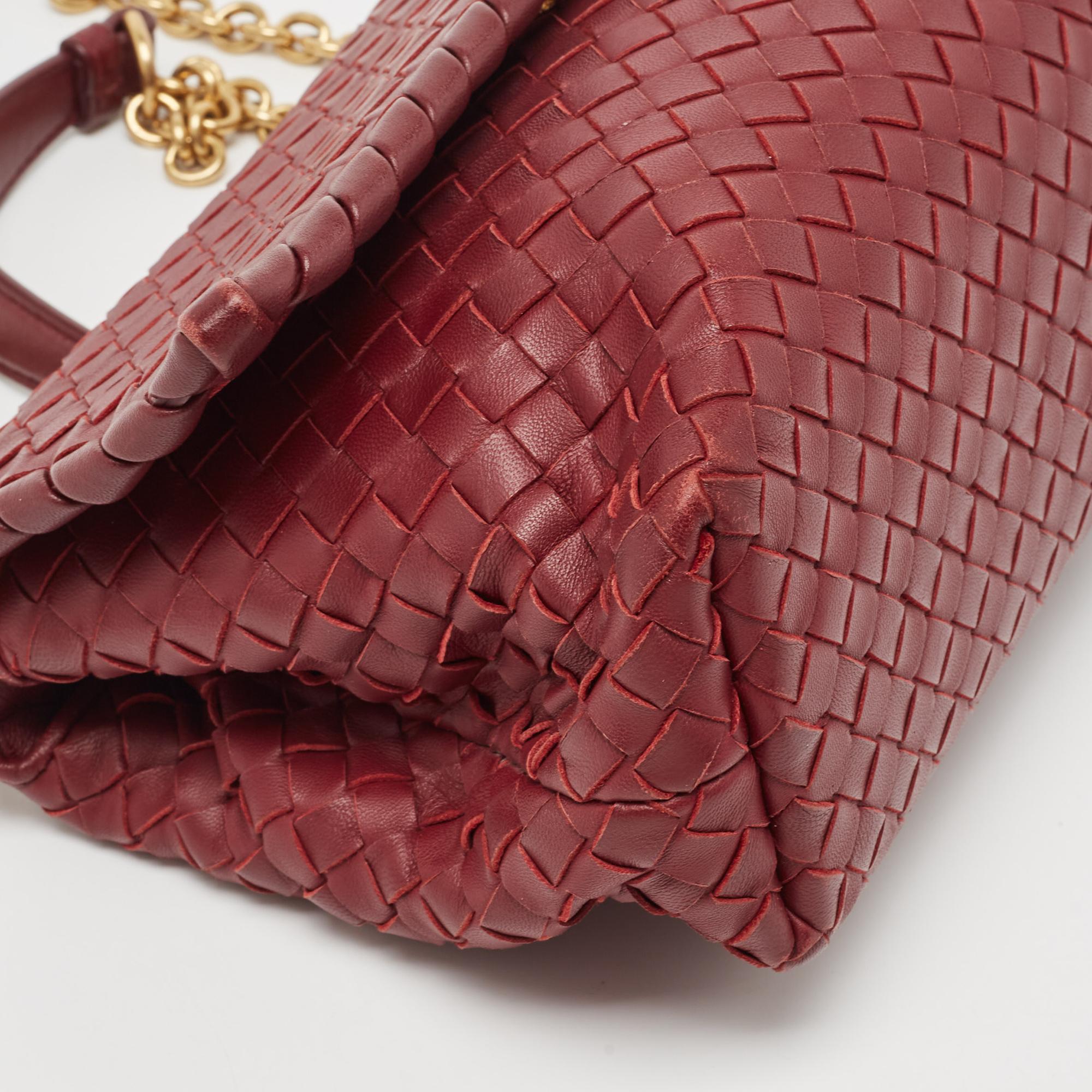 Bottega Veneta Red Intrecciato Leather Small Olimpia Shoulder Bag 1
