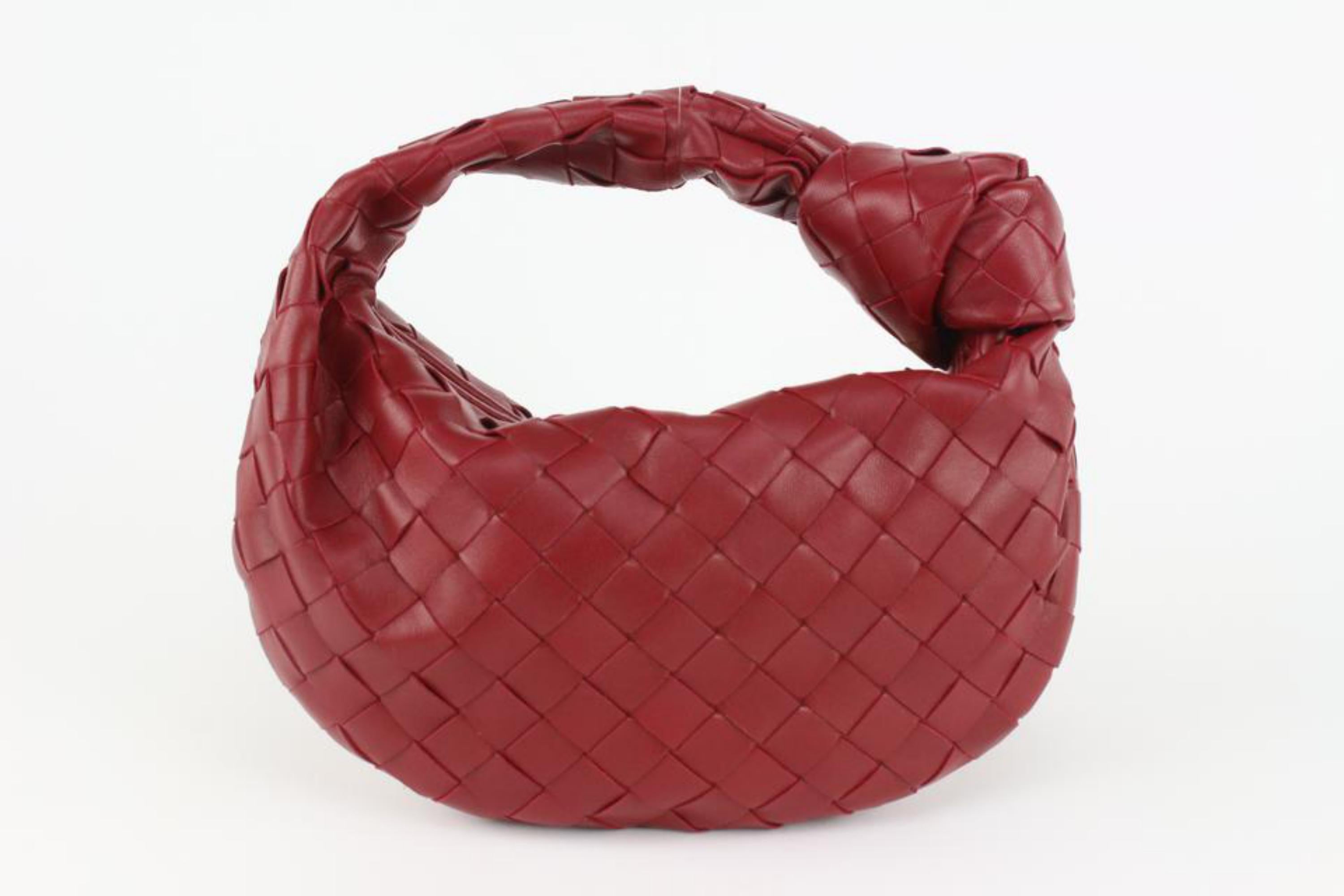Brown Bottega Veneta Red Intrecciato Leather The Mini Jodie Hobo Bag 1123bv36