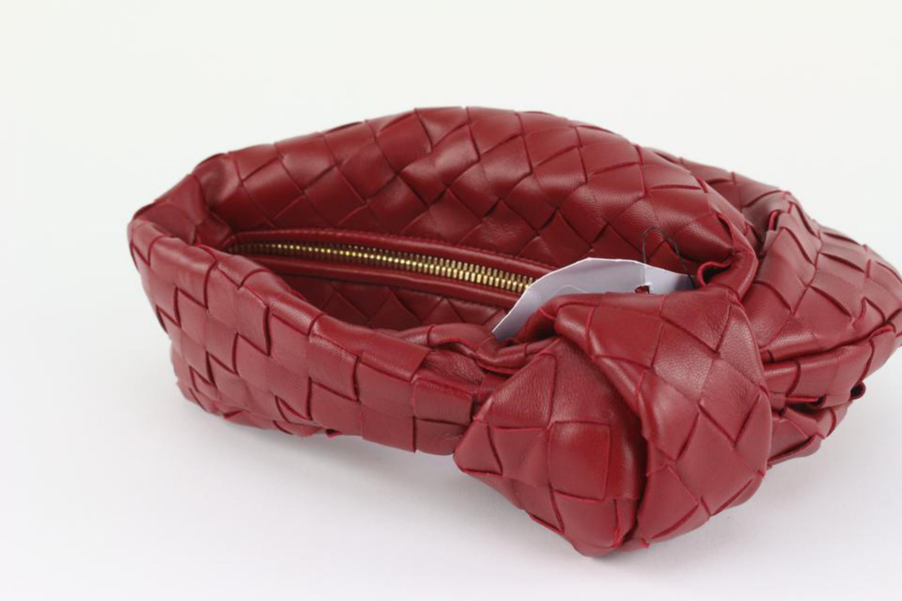 Bottega Veneta Red Intrecciato Leather The Mini Jodie Hobo Bag 1123bv36 1