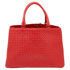 Bottega Veneta Red Intrecciato Leather Tote