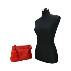 Bottega Veneta Red Intrecciato Leather Woven Tote Shoulder Bag