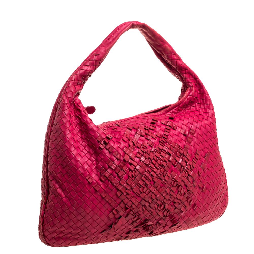 Women's Bottega Veneta Red Intrecciato Nappa Leather Veneta Hobo