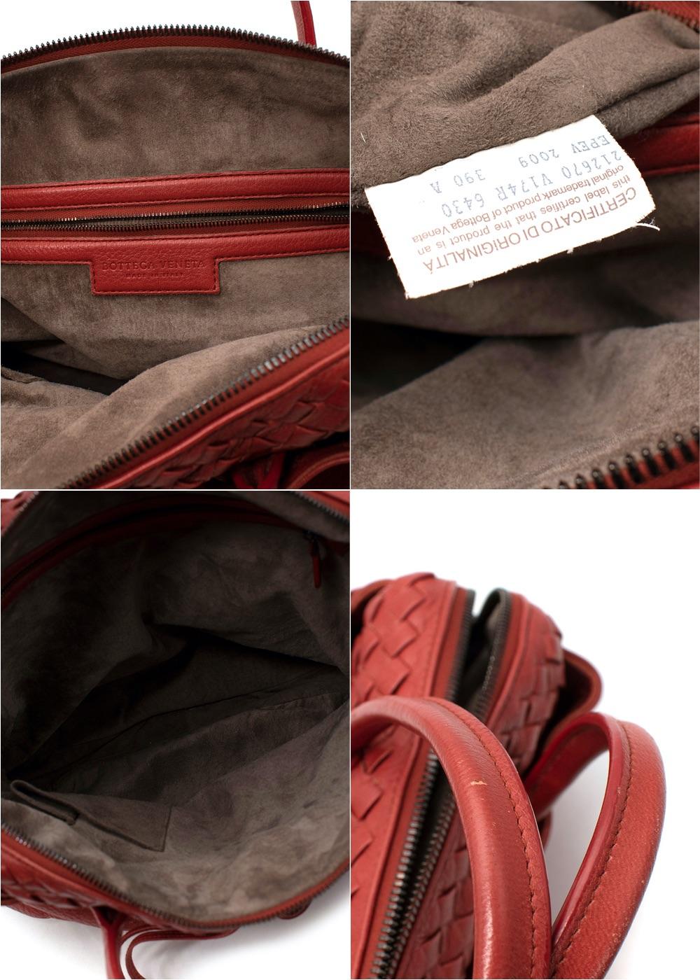 Bottega Veneta Red Leather Intrecciato Bag For Sale 3