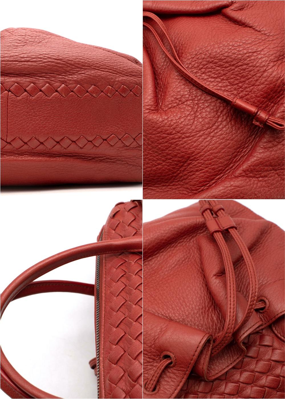 Bottega Veneta Red Leather Intrecciato Bag For Sale 1