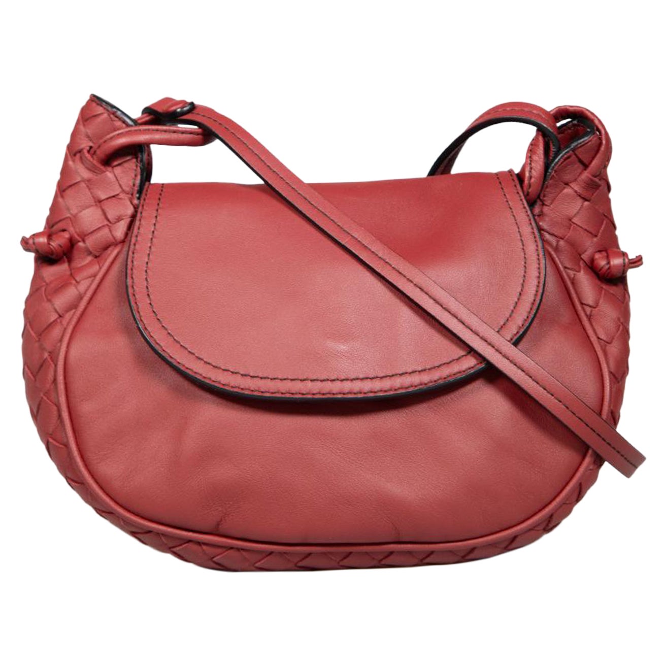 Bottega Veneta Red Leather Intrecciato Bag