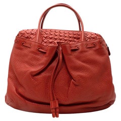 Bottega Veneta Red Leather Intrecciato Bag