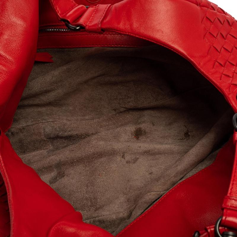 Bottega Veneta Red Leather Intrecciato Campana Hobo 6