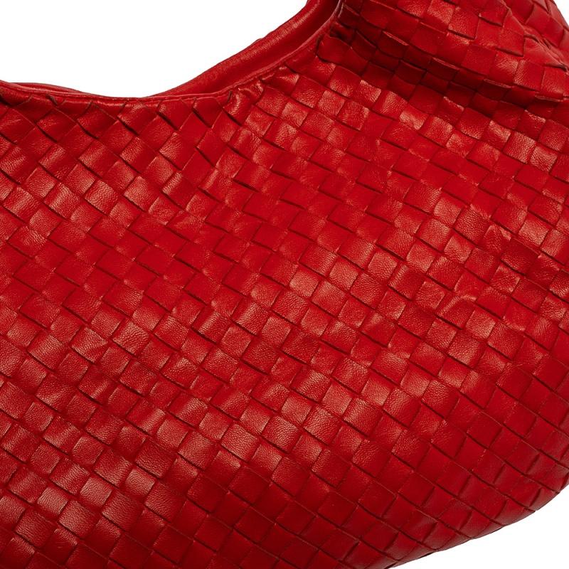 Women's Bottega Veneta Red Leather Intrecciato Campana Hobo