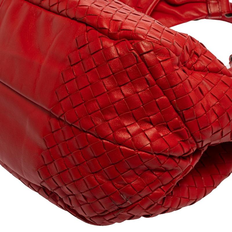 Bottega Veneta Red Leather Intrecciato Campana Hobo 2