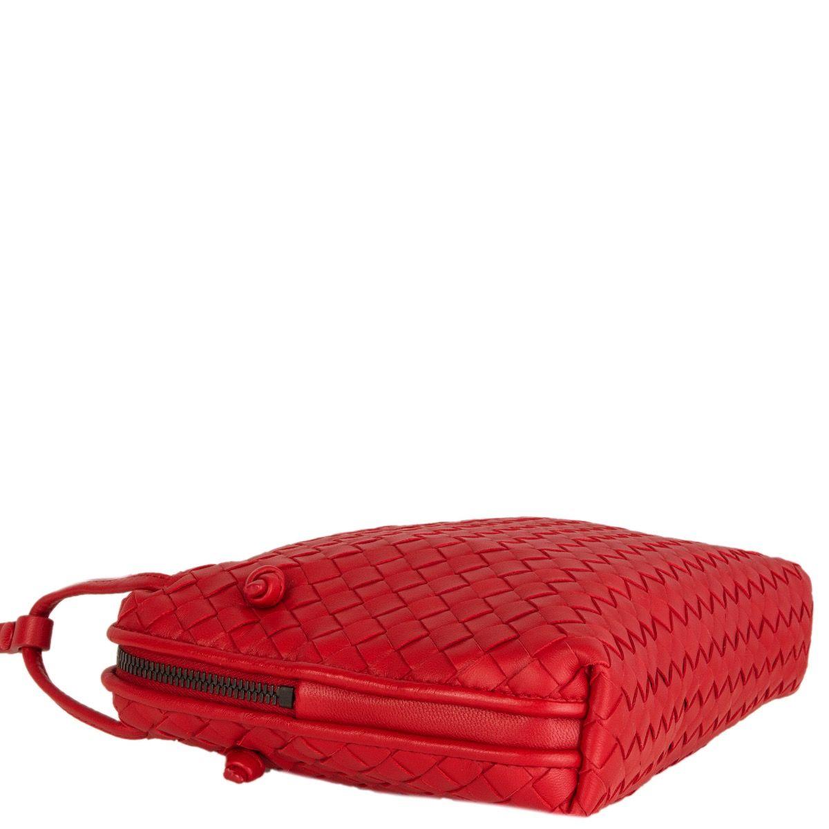 Red BOTTEGA VENETA red leather INTRECCIATO NODINI Crossbody Shoulder Bag