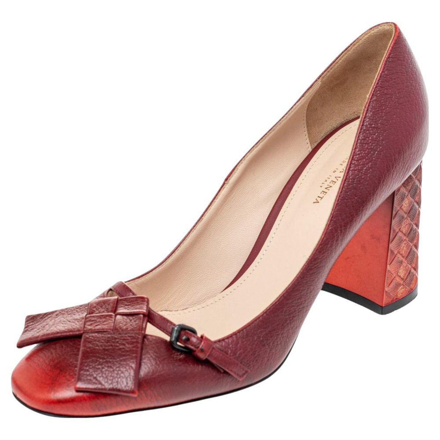 Bottega Veneta Red Leather Ombre Cherbourg Pumps Size 38 For Sale At 1stdibs