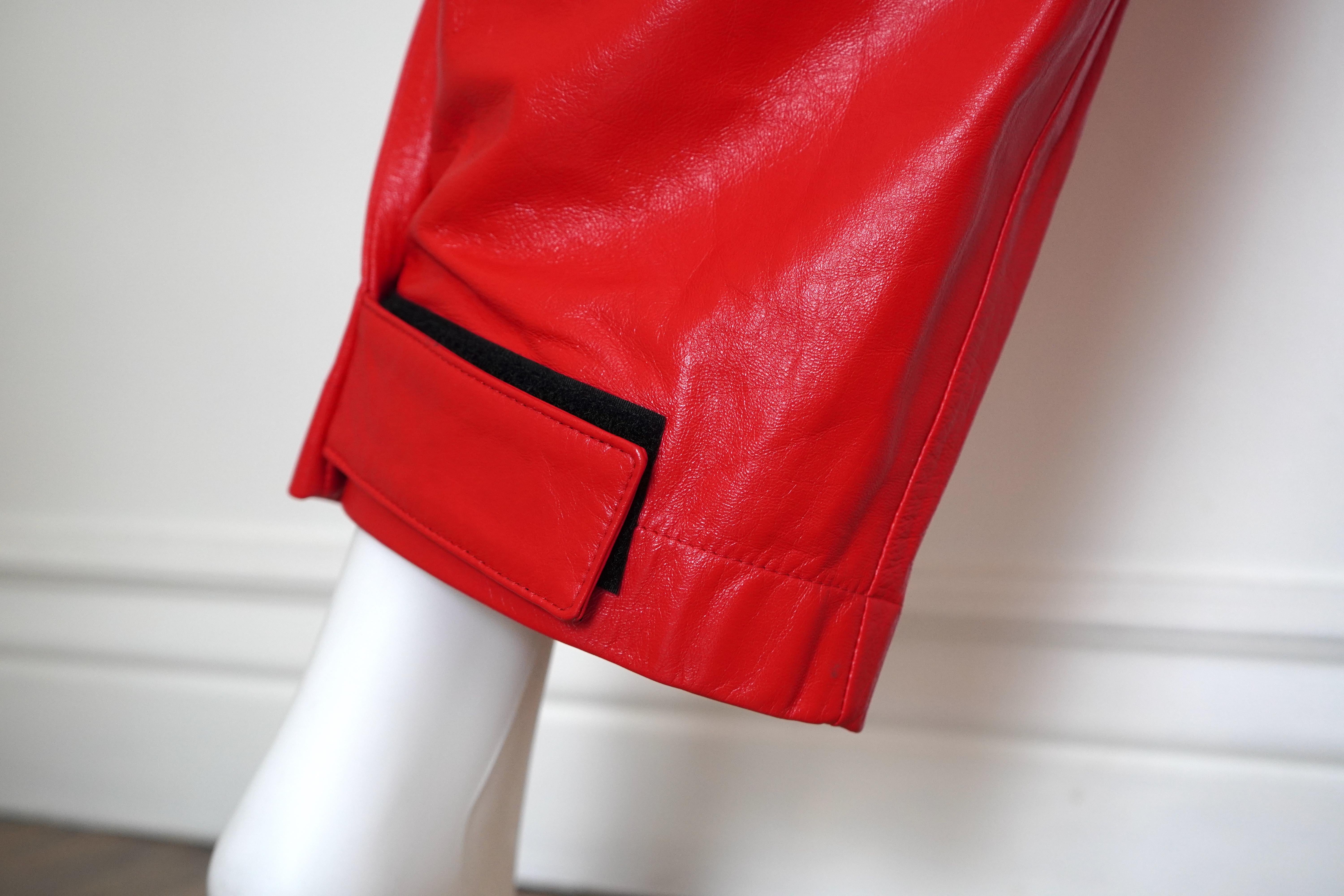 Bottega Veneta Red Leather Pants, Size S In New Condition For Sale In Beverly Hills, CA
