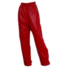 Pantalon en cuir rouge Bottega Veneta, taille S