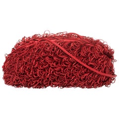 Bottega Veneta Red Leather The Sponge Clutch Bag