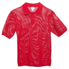 Bottega Veneta Rotes Polo-T-Shirt aus Mesh, L