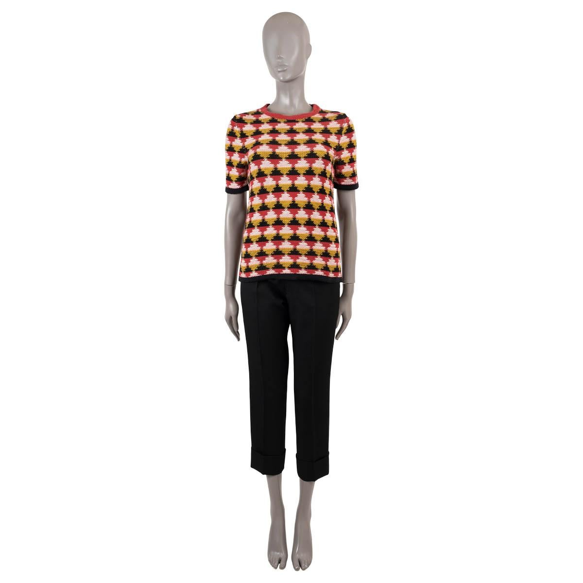 BOTTEGA VENETA camiseta de punto jacquard de algodón mostaza rojo 40 S en Excelente estado para la venta en Zürich, CH