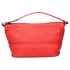 Bottega Veneta Red Nappa Intrecciato Zip Hobo Bag