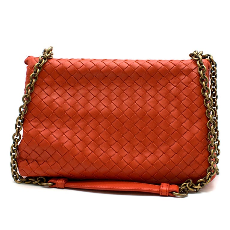 Bottega Veneta Red Small Intrecciato Olimpia Bag For Sale at 1stdibs