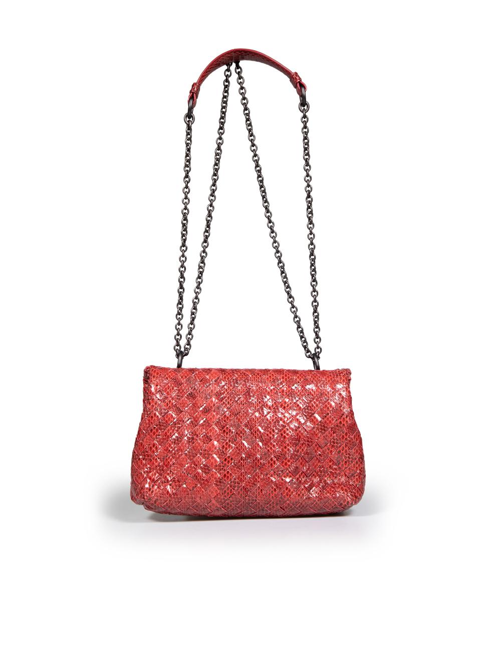 Orange Bottega Veneta Red Snakeskin Baby Olimpia Bag