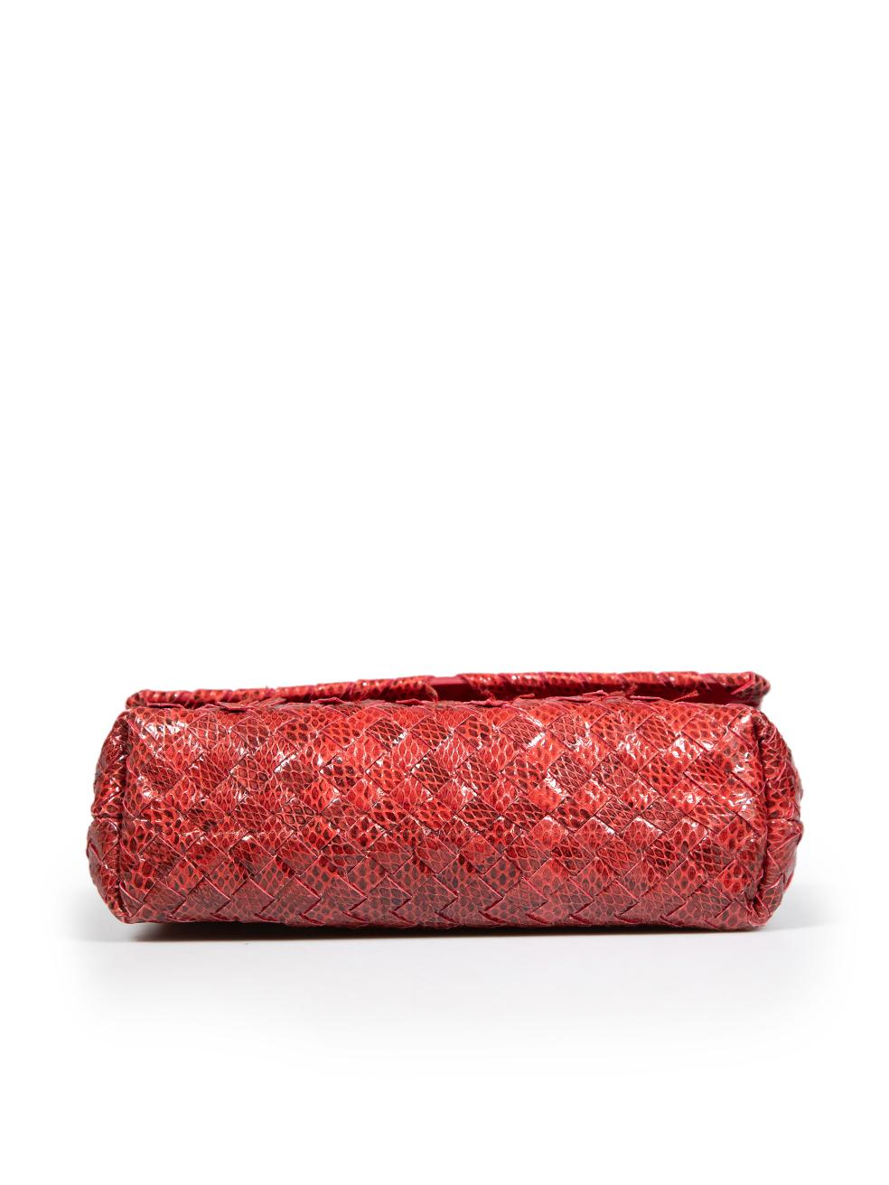 Bottega Veneta Red Snakeskin Baby Olimpia Bag In Excellent Condition In London, GB