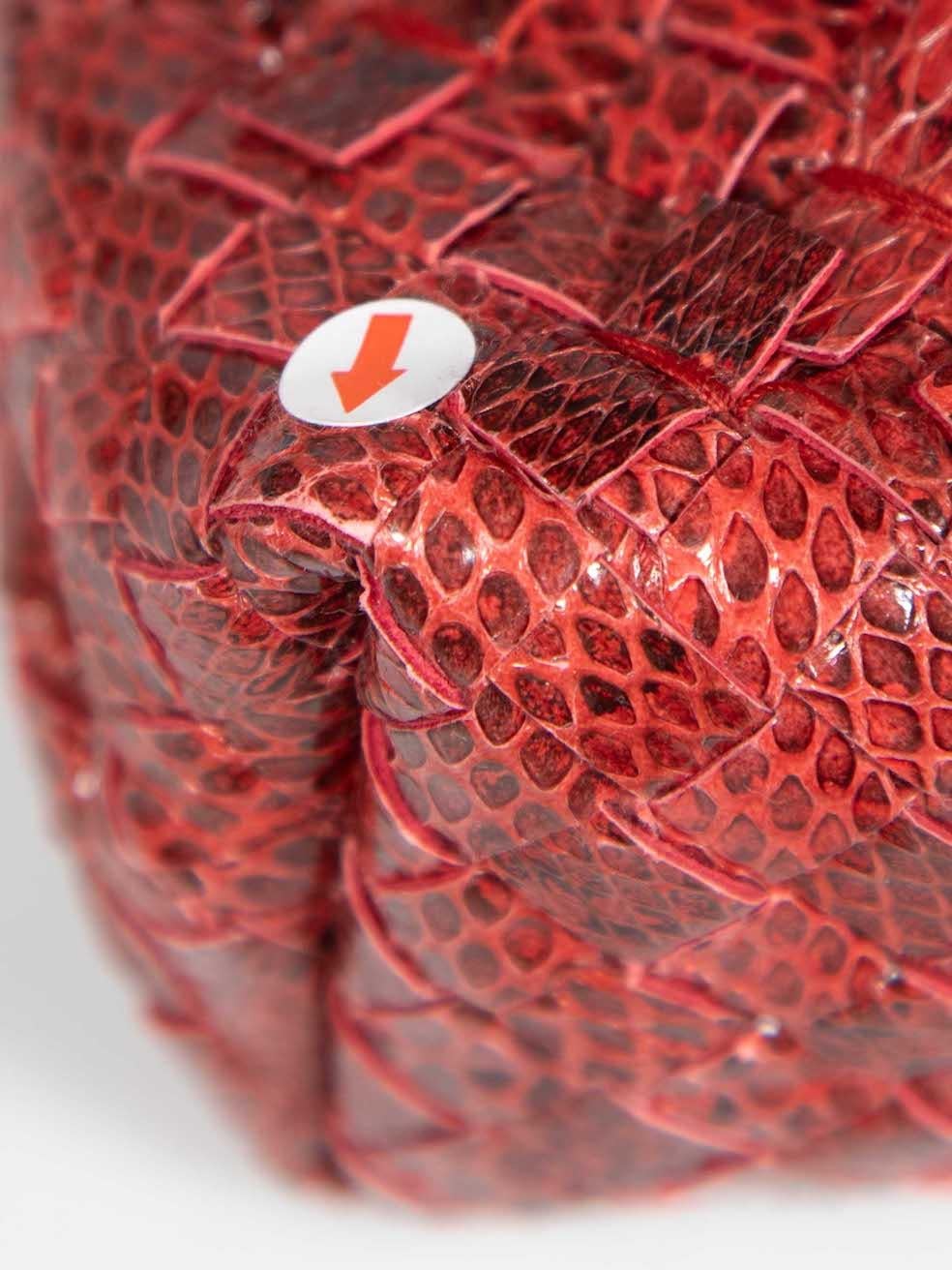 Bottega Veneta Red Snakeskin Baby Olimpia Bag 1