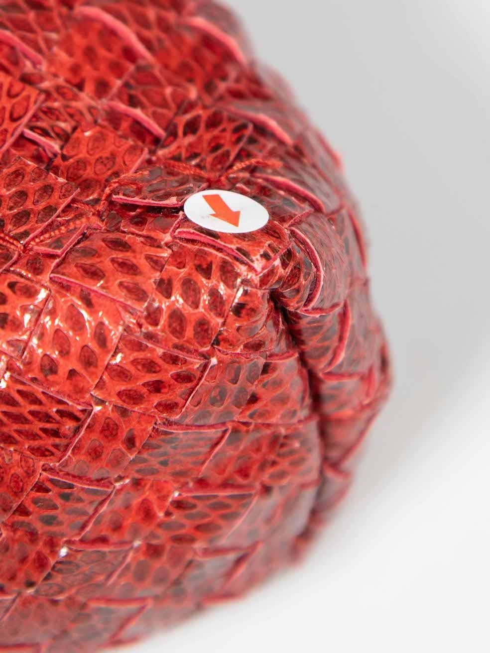 Bottega Veneta Red Snakeskin Baby Olimpia Bag 2